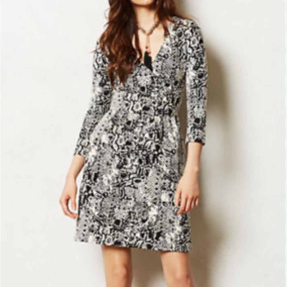 HD in Paris Anthropologie Snake Print Faux Wrap Dress small